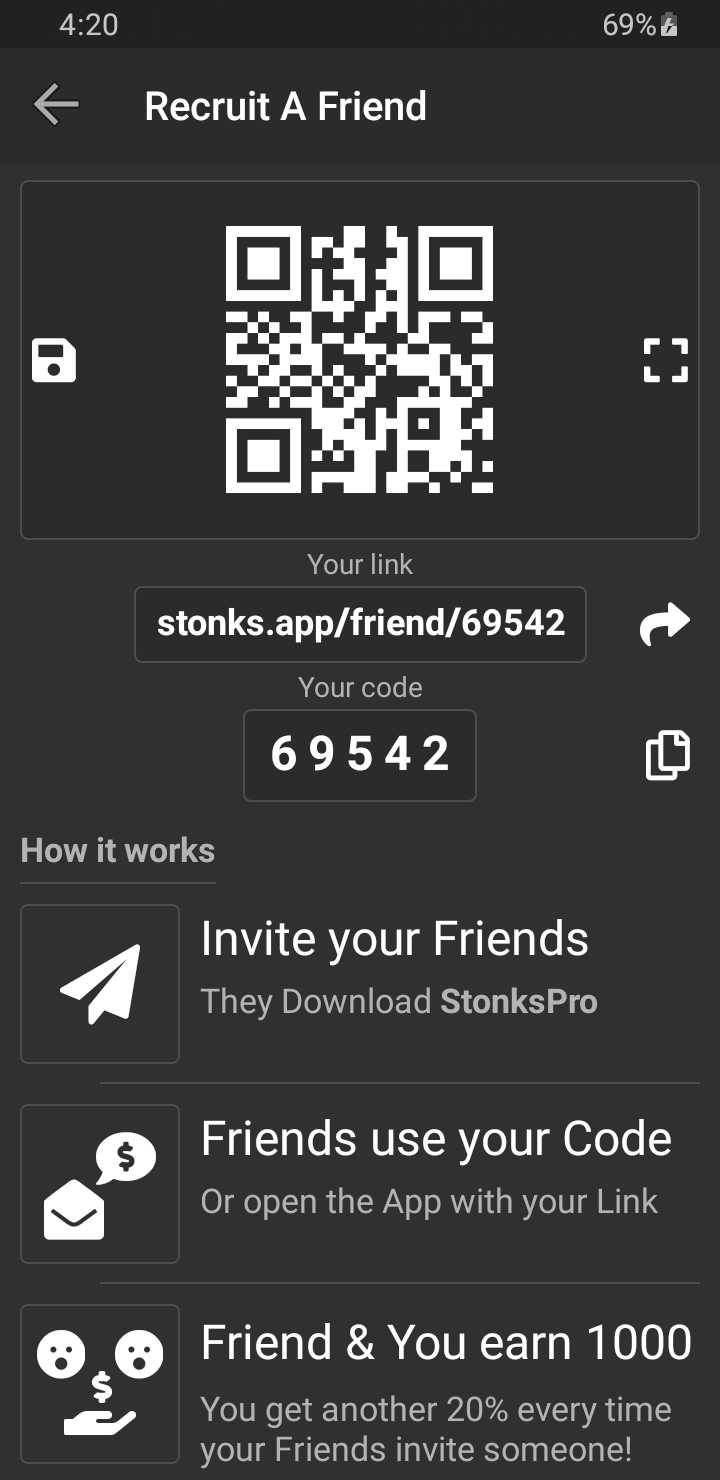 StonksPro App Recruit Page Dark